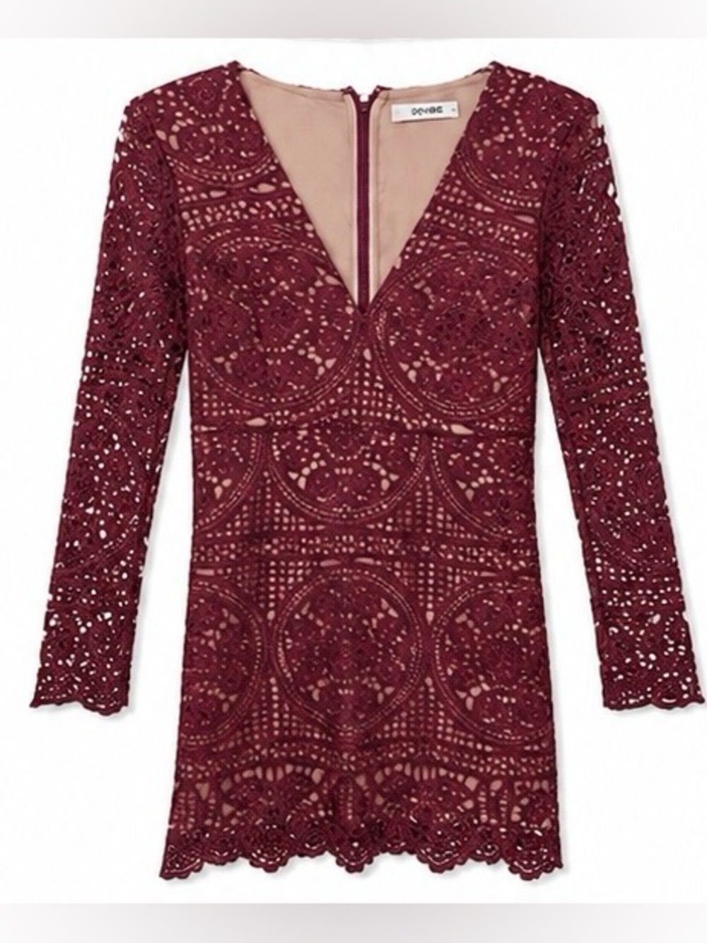 Vici Red & Tan Long Sleeve Dress